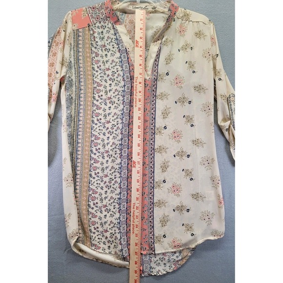 Liberty Love Size S Womens Floral‎ V-Neck Adjustable Sleeve Bohemian Blouse - Picture 5 of 8